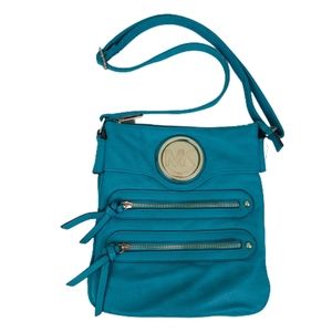 Michael Kors leather shoulder bag, women's size 10x11x3, turquoise